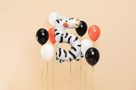 BALON FOLIOWY CYFRA 5 ZEBRA 68 X 98 CM