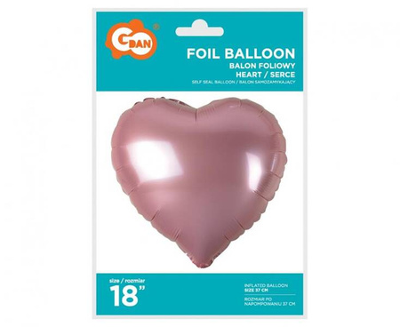 BALON FOLIOWY SERCE JASNORÓŻOWE 18 CALI 37 CM