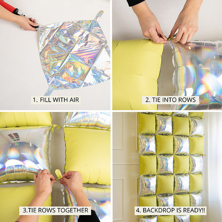 BALON FOLIOWY KURTYNA RÓŻOWO-CZERWONA 35 X 35 CM 4 SZT.