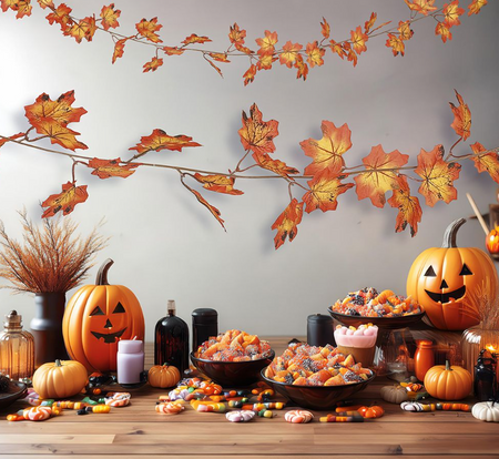 GIRLANDA JESIENNA POMARAŃCZOWE LIŚCIE 190 CM