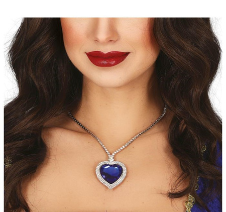 NASZYJNIK SERCE NIEBIESKI METALICZNY