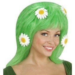 PERUKA ZIELONA ZE STOKROTKAMI