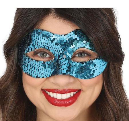 MASKA CEKINOWA NIEBIESKA, TURKUSOWA