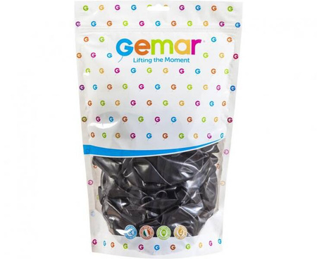 BALONY LATEKSOWE METALICZNE CZARNE 33 CM 50 SZT.