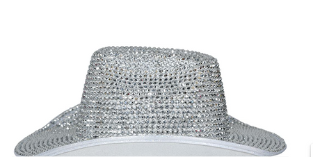 KAPELUSZ KOWBOJSKI KLUBOWY SREBRNY Z KRZYSZTAŁKAMI