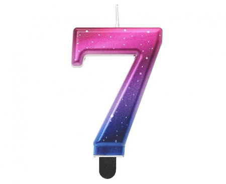 ŚWIECZKA URODZINOWA CYFRA 7 KOSMOS OMBRE 8 CM