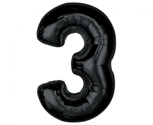 BALON FOLIOWY CYFRA 3 CZARNA 92 CM