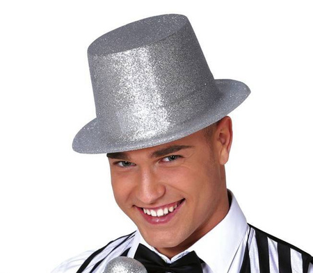 CYLINDER BROKATOWY SREBRNY