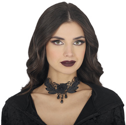 CHOKER CZARNY Z HAFTOWANĄ RÓŻĄ HALLOWEEN