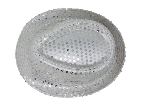 KAPELUSZ CEKINOWY SREBRNY