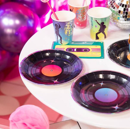 TALERZYKI PAPIEROWE RETRO DISCO 18 CM 6 SZT.