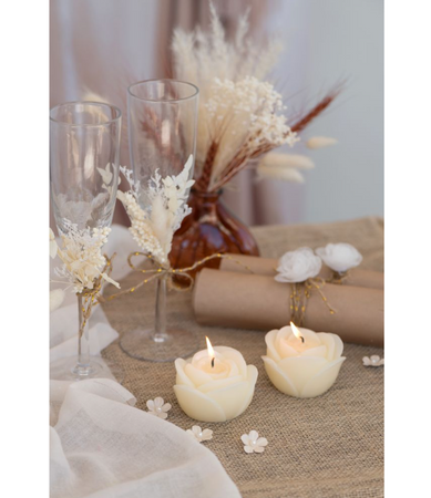 ŚWIECZKA RÓŻA KOŚĆ SŁONIOWA 7 X 4 CM  1 SZT