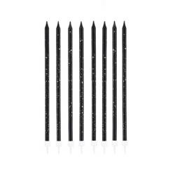 ŚWIECZKI URODZINOWE CZARNO-ZŁOTE 8 SZT.