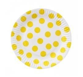 TALERZYKI 18 cm BIAŁE W GROSZKI 6 szt.
