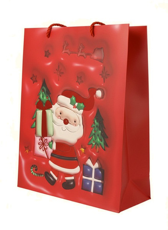 TOREBKA PREZENTOWA ŚWIĄTECZNA MIKOŁAJ Z PREZENTAMI 26 X 32 X 10 CM