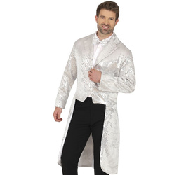 STRÓJ FRAK MĘSKI SREBRNY CEKINOWY