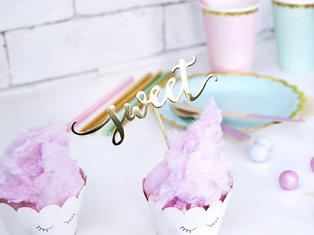 DEKORACJE DO MUFFINEK LOVE ZŁOTY 13 CM 6 SZT