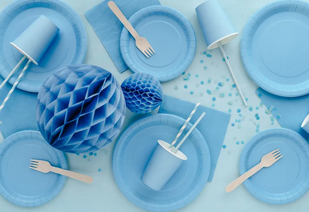 TALERZYKI PAPIEROWE JASNY NIEBIESKI 23 CM 6 SZT