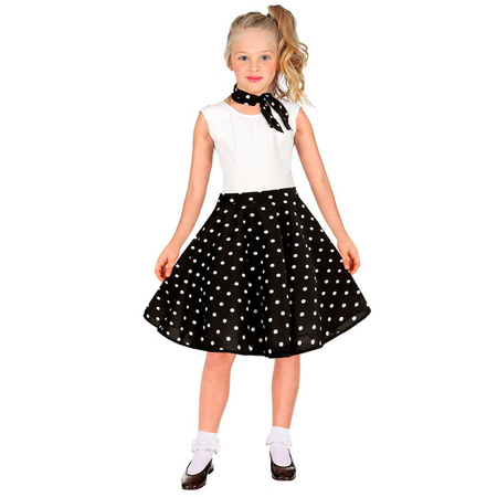 SPÓDNICZKA DZIECIĘCA Z APASZKĄ CZARNA W KROPKI