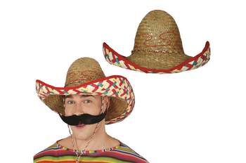 MEKSYKAŃSKI KAPELUSZ SŁOMKOWY 50 CM CIEMNY