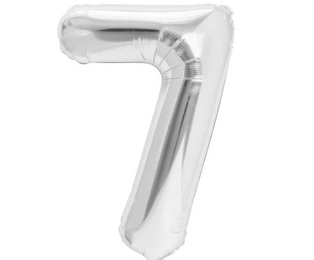 BALON FOLIOWY CYFRA 7 SREBRNY 100 CM