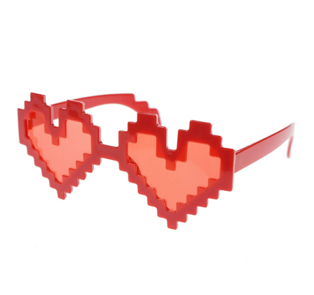 Okulary pixelowe serca