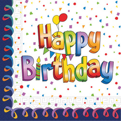 SERWETKI PAPIEROWE HAPPY BIRTHDAY MULTICOLOR 33 CM 20 SZT