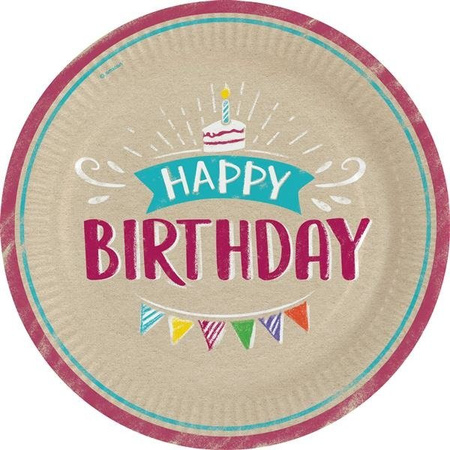 TALERZYKI PAPIEROWE URODZINY 23 CM