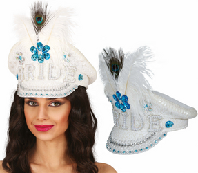 CZAPKA KLUBOWA BRIDE Z PIÓRKIEM PANNA MŁODA