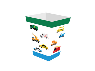 PUDEŁKA NA POPCORN SAMOCHODZIKI 6 SZT