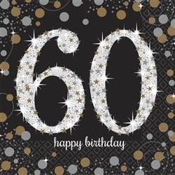 SERWETKI PAPIEROWE 60 URODZINY SREBRNE