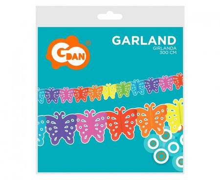 Girlanda papierowa Tęczowe Motylki, 360x18.5x17 cm
