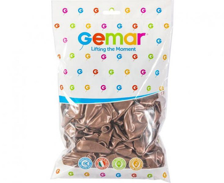 BALONY LATEKSOWE GEMAR 33 cm RÓŻOWE ZŁOTO 50 szt. GLOSSY