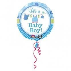 BALON FOLIOWY 43 cm, NARODZINY DZIECKA-CHŁOPIEC