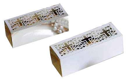 PUDEŁKO NA SŁODYCZE SREBRNO-ZŁOTE 12x4x4 CM