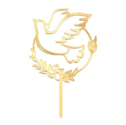 TOPPER KOMUNIA ŚWIĘTA GOŁĄB LUSTRZANY ZŁOTY IHS