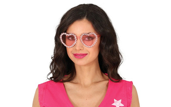 OKULARY RÓŻOWE SERCA Z DIAMENTAMI