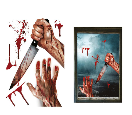 NAKLEJKA NA SZYBĘ LUSTRO 35X25 CM KREW HALLOWEEN