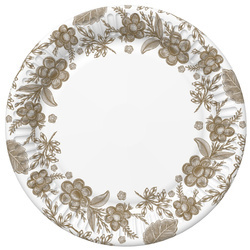 TALERZYKI PAPIEROWE ZŁOTE KWIATY 18 CM