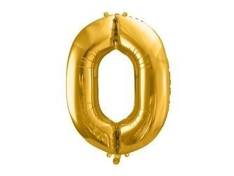 BALON FOLIOWY 86cm, CYFRA 0 ZŁOTA