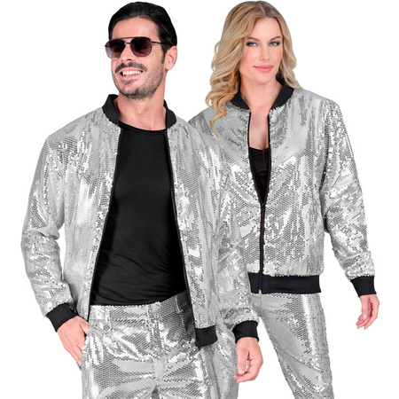 KURTKA CEKINOWA SREBRNA BOMBERKA