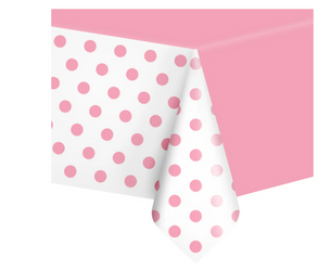 OBRUS RÓŻOWY W KROPKI 137 X 274 CM