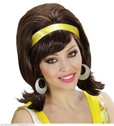 PERUKA ANNA BRĄZ Z ŻÓŁTĄ OPASKĄ