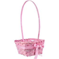 KOSZYCZEK WIELKANOCNY Z KOKARDKĄ RÓŻOWY 20 X 38 CM