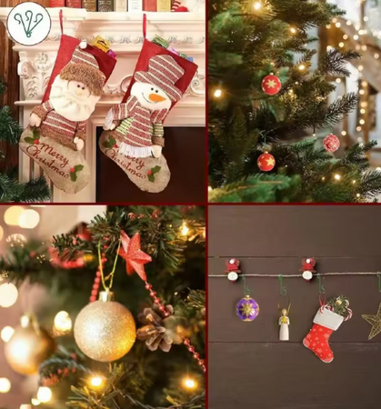 HACZYKI PLASTIKOWE DO BOMBEK 30 SZT ZIELONE ŚWIĘTA