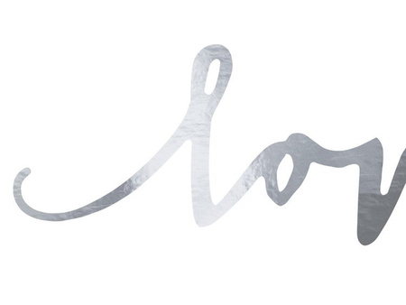 Dekoracje papierowe Love, srebrny, 6x20cm (1 karton / 50 op.) (1 op. / 6 szt.)