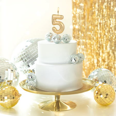 ŚWIECZKA URODZINOWA CYFRA 5 ZŁOTA POŁYSK 6 CM