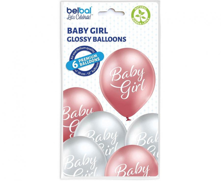 Balony lateksowe D11 Baby Girl 1C2S, 6 szt. 30 cm baby shower dziewczynki