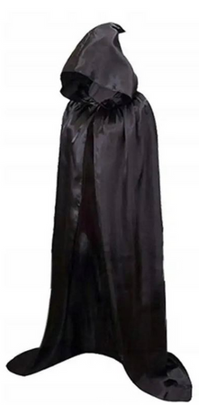 PELERYNA CZARNA Z KAPTUREM 140 CM