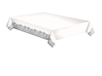 OBRUS PAPIEROWY SREBRNY ORNAMENT 120 X 180 CM